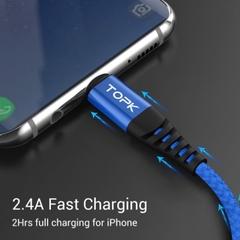 Dây cáp sạc nhanh Iphone Ipad chính hãng TOPK dài 1M dây bọc dù chống đứt gãy