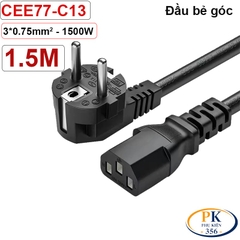 Cáp nguồn máy tính C13 EU CEE 7/7 Schuko bẻ góc lõi đồng 3x0.75mm² dài 1.5m – 3m | An toàn – Bền bỉ