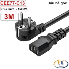 Cáp nguồn máy tính C13 EU CEE 7/7 Schuko bẻ góc lõi đồng 3x0.75mm² dài 1.5m – 3m | An toàn – Bền bỉ