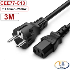 Cáp nguồn máy tính C13 EU CEE 7/7 Schuko lõi đồng 3x1.0mm² dài 1.8m – 3m | An toàn – Bền bỉ