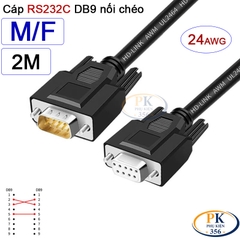 Dây cáp RS232C DB9 nối chéo 2 đầu đực- cái male - female Null Modem 24AWG vỏ PVC cao cấp 0.5M-40M