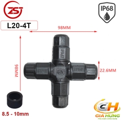 Đầu Cút Nối Chia Dây Điện Chống Nước IP68 4 Ngả ZSJ L20-4T-2P Dùng Cho Dây 2.5mm²
