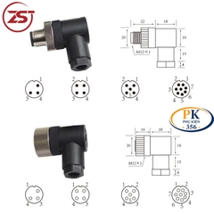 Đầu Nối Cảm Biến M12 4 pin bẻ góc đực chống nước IP67 M12H-ML-4P chính hãng ZSJ