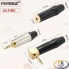 Giắc Hàn Audio 3.5mm Stereo bẻ góc AVSSZ A3.5-BGS Mạ Vàng