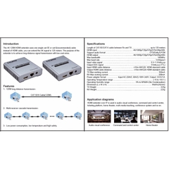 Bộ mở rộng HDMI 4K 120m qua cáp mạng Cat6, hỗ trợ nối tầng Cascade nhiều màn hình, 4K@30Hz, DTS Dolby, loop-out, vỏ nhôm tản nhiệt tốt.