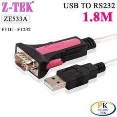 Cáp chuyển USB to RS232 DB9 FTDI FT232 1.8m Z-TEK ZE-533A chính hãng