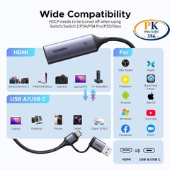 USB Type C ghi hình Livestream HDMI 4K@30Hz Ugreen 15389 CM629