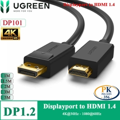 Dây cáp chuyển Displayport sang HDMI 1.4 4K@30Hz DP101 chính hãng Ugreen dài 1M 1.5M 2M 3M 5M 10238 10239 10202 10203 10204