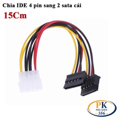Dây cáp đổi nguồn IDE molex 4 pin sang 2 SATA 15cm cấp nguồn cho HDD, SSD