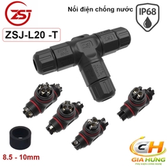 Đầu Cút Nối Chia Dây Điện Chống Nước IP68 3 Ngả Chữ T ZSJ L20T-2P Dùng Cho Dây 2.5mm²