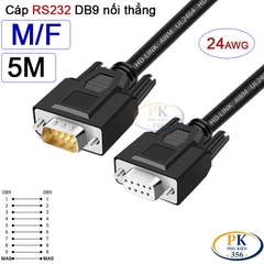 Dây cáp RS232 DB9 nối thẳng 2 đầu đực - cái male - female 24AWG vỏ PVC cao cấp dài 0.5M-40M