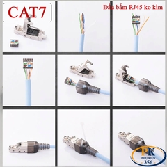 Đầu Bấm Mạng RJ45 Cat7 Tool Free Không Cần Kìm, Vỏ Kim Loại Chống Nhiễu 10Gbps/600MHz chuẩn công nghiệp