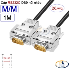 Dây cáp RS232C DB9 nối chéo 2 đầu đực Null Modem 28AWG vỏ thép dài 0.5M-40M