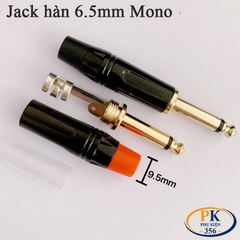 Đầu hàn jack 6.5mm mono (jack thẳng) mạ vàng – Vỏ kim loại, dùng cho cáp 3–6mm
