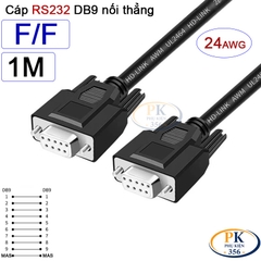 Dây cáp RS232 DB9 nối thẳng 2 đầu cái female - female 24AWG vỏ PVC cao cấp dài 0.5M-40M