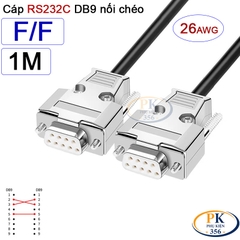 Dây cáp RS232C DB9 nối chéo 2 đầu cái Null Modem 26AWG vỏ thép 0.5M-40M