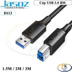 Cáp USB 3.0 BM chính hãng Jasoz D113 dài 1.5M 2M 3M dùng cho máy in màu HDD ổ cứng ngoài tốc độ cao