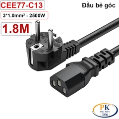 Cáp nguồn máy tính C13 EU CEE 7/7 Schuko bẻ góc lõi đồng 3x1.0mm² dài 1.8m – 3m | An toàn – Bền bỉ