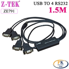 Cáp USB sang 4 cổng COM RS232 ZTEK ZE791 – Bộ chuyển đổi USB to RS232 4 Port chính hãng