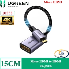 Cáp chuyển Micro HDMI sang HDMI 2.0 4K@60Hz chính hãng Ugreen 10553 dài 15Cm cao cấp