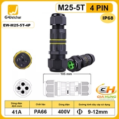 Đầu Nối Chia Dây Điện 1 Vào 4 Ra Chống Nước IP68 Eweichat EW-M25-5T