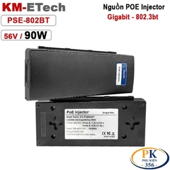 Bộ nguồn Adapter POE+ Gigabit injecter 56V 90W chuẩn IEEE802.3bt KM-Etech PSE802BT