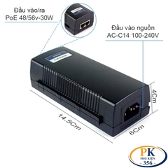Bộ nguồn Adapter POE injecter 48V-56V 30W Gigabit chuẩn IEE802.3af KM-Etech PSE801G