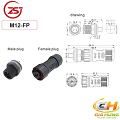 Đầu Cút Nối Dây Điện Chống Nước IP68 ZSJ M12 MF Đực Cái Thẳng Dùng Cho Dây 2–8 Lõi Chính Hãng