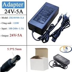 Nguồn DC Adapter 24V-5A ZB240500-3LS – Chân DC 5.5×2.5mm – C8 Đầu US
