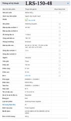 Bộ nguồn led 48V-3.3A Meanwell LRS-150-48 150W 48V