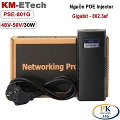Bộ nguồn Adapter POE injecter 48V-56V 30W Gigabit chuẩn IEE802.3af KM-Etech PSE801G