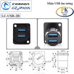 Nhân nối USB 3.0 âm tường lắp mặt máy Coraon LC-USB-2B - 2 cổng
