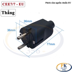 Đầu phích cắm nguồn chuẩn EU CEE 7/7 Schuko 2 chân 250V-16A | Cho thiết bị dân dụng, UPS, máy tính – An toàn & bền bỉ