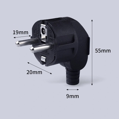 Đầu phích cắm nguồn EU CEE 7/7 Schuko GAPC-01 250V 16A có tiếp địa chân thẳng màu đen