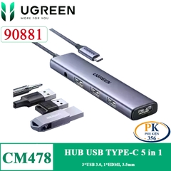 Ugreen 90881 hub USB-C 5 in 1 USB Type-C to HDMI USB 3.0 3.5mm CM478