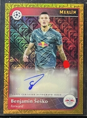 Benjamin Sesko 2024-25 Topps Merlin UCC Base Auto Gold Mojo Refractors /50 TLO