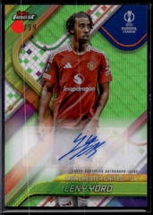 2024-25 Topps Finest UEFA Leny Yoro Auto Neon Green RayWave Refractor /99 MU TLO