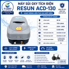 Máy Sủi Oxy Tích Điện Resun ACD 30 | ACD 80 | ACD 130 – Tự Động Chuyển Sang Pin Khi Mất Điện