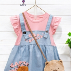9kg- 36kg Đầm Capybara yếm Jean phối Áo thun Capybara kèm túi dễ thương