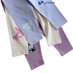 Quần legging Kuromi, My Melody, Cinnamoroll dễ thương cho bé gái 8kg - 27kg