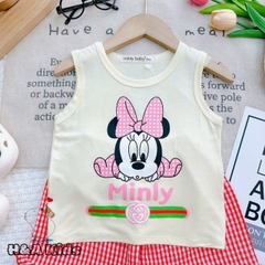 Bộ Đồ Thun Lạnh Bé Gái, Bộ Sát Nách - Họa Tiết Phối Hợp Quần Sọt Caro Bé Gái 6kg -16kg, Lolafasi Shop