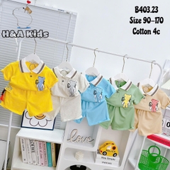 Bộ Thun Bé Trai, Set Polo Gấu GEAT Phối Quần Sọt Túi Gài Chất Liệu Thun Cotton Cho Bé Trai Từ 8-16 Kg, Lolafasi Shop