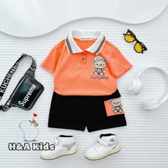 Bộ Thun Bé Trai, Set Polo Bé Trai Thun Cotton Áo In Hình Phối Quần Sọt Túi Nắp Cho Bé Trai 8kg -16kg, Lolafasi Shop