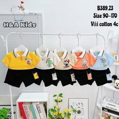 Bộ Thun Bé Trai, Set Polo Bé Trai Thun Cotton Áo In Hình Phối Quần Sọt Túi Nắp Cho Bé Trai 8kg -16kg, Lolafasi Shop