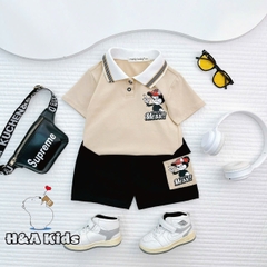 Bộ Thun Bé Trai, Set Polo Bé Trai Thun Cotton Áo In Hình Phối Quần Sọt Túi Nắp Cho Bé Trai 8kg -16kg, Lolafasi Shop
