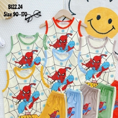 Bộ Thun Bé Trai, Bộ ba lỗ in hình Người Nhện Spiderman chất liệu thun lạnh cho bé từ 17 đến 28 kg, Lolafasi Shop Shop