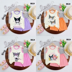 Bộ đồ thun lạnh bé gái - Áo ba lỗ thun lạnh in hình Kuromi cho bé gái từ 8kg đến 28kg, Lolafasi Shop