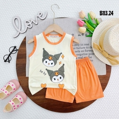 Bộ đồ thun lạnh bé gái - Áo ba lỗ thun lạnh in hình Kuromi cho bé gái từ 8kg đến 28kg, Lolafasi Shop