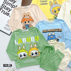 Bộ thun bé trai, Bộ thun lạnh Labubu thiết kế dài tay cho bé trai và bé gái từ 8kg đến 28kg, Lolafasi Shop