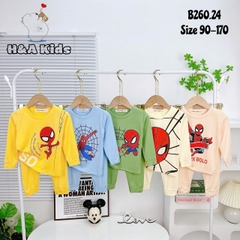 Bộ Thun Lạnh Bé Trai Spider Man, bộ dài tay cho bé trai từ 8kg đến 28kg, Lolafasi Shop